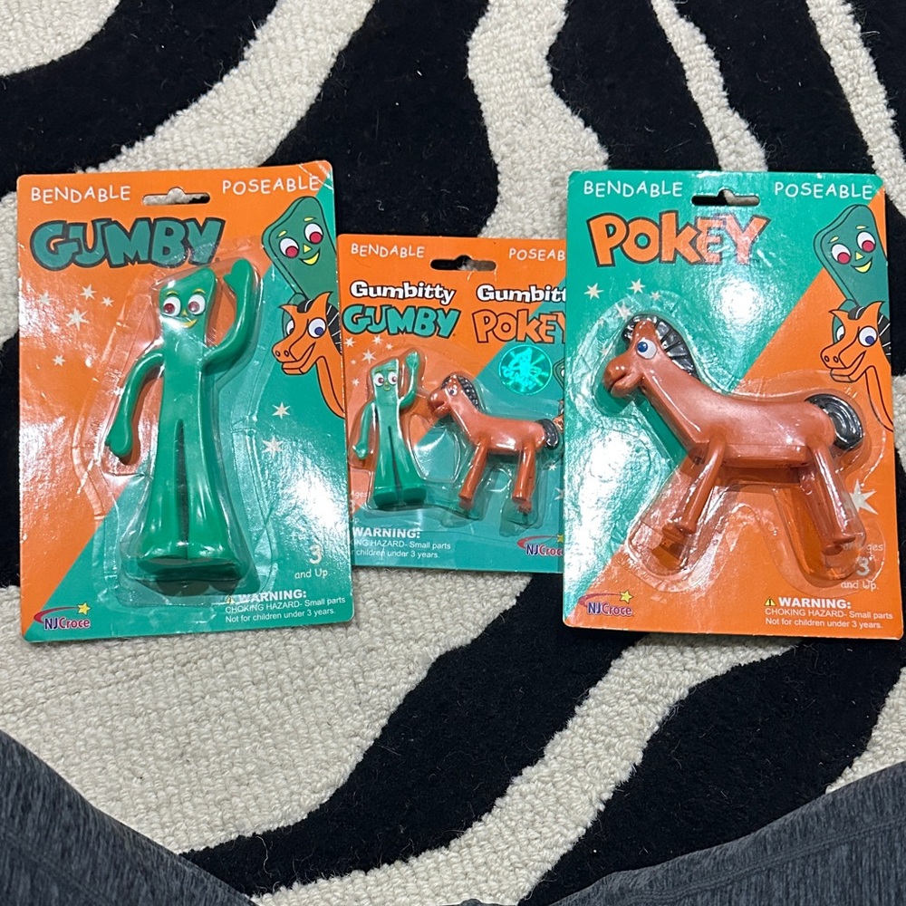NEW! Lot of Gumby and Pokey Nostalgia Bendable Gumby and Pokey 3 Sets